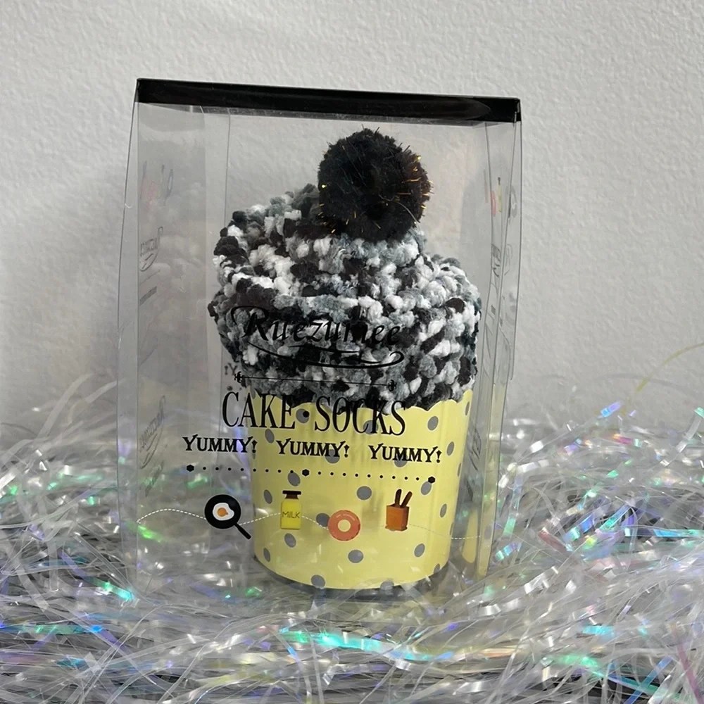 Confetti Cupcake Socks with Pom Poms in Box